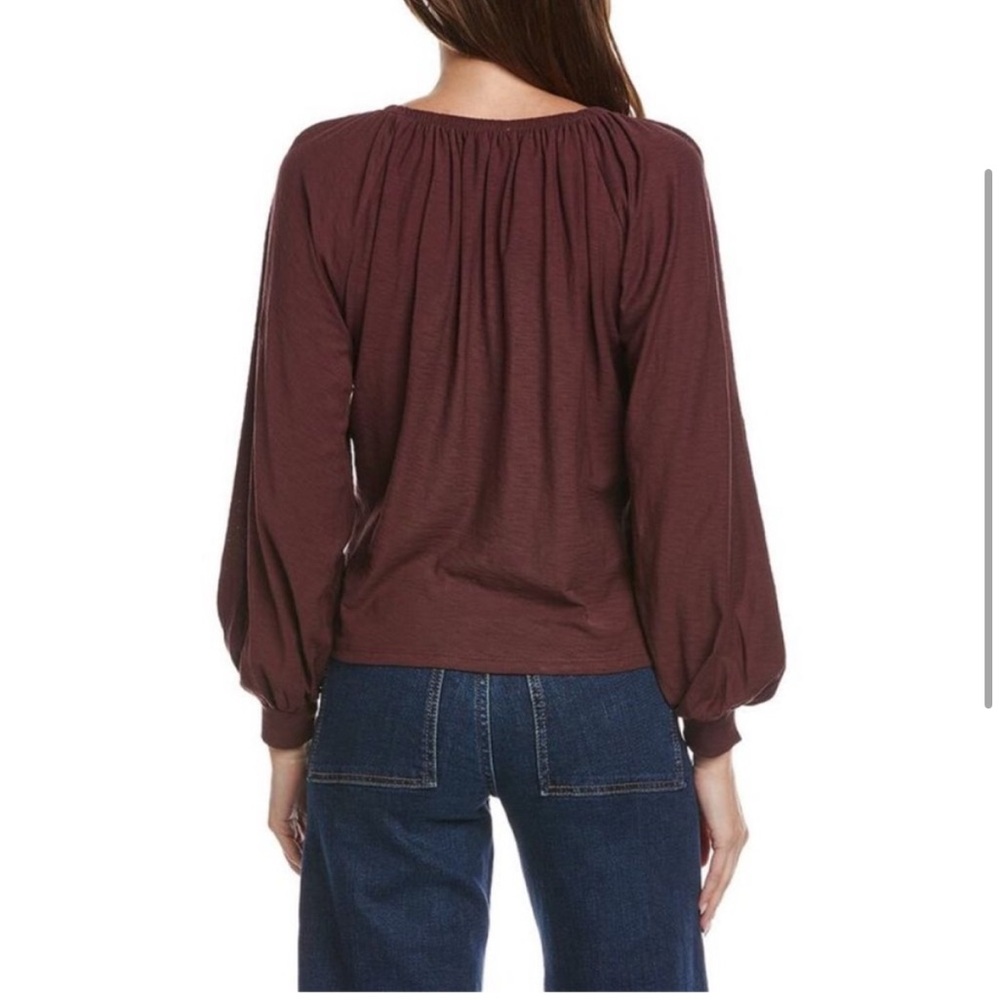 NATION LTD sloane elastic neck tee in garnet 100% cotton size small